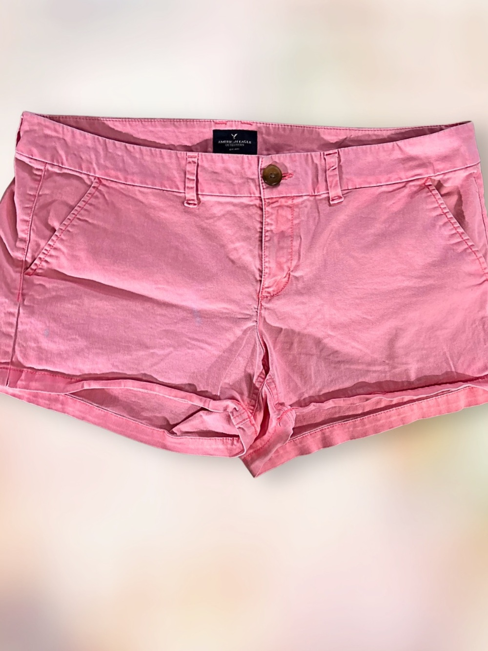 AMERICAN EAGLE OUTFITTERS PLUS SIZE SHORTS Stretch Pink Cotton Denim Women SZ 14